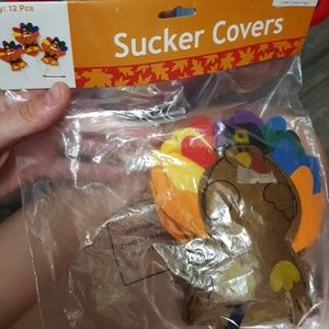 Turkey Thanksgiving Sucker Lollipop Covers 12 Pack